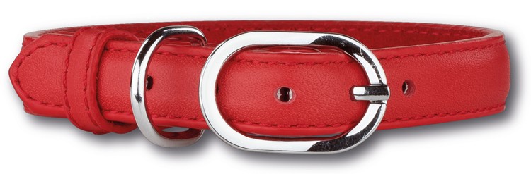 Leather Collar Red/Silver 