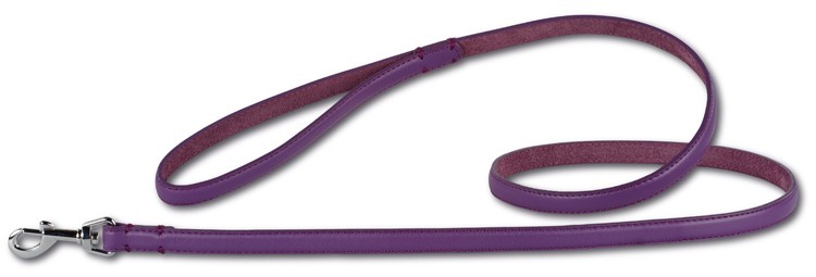 Leather leash Purple/Silver 