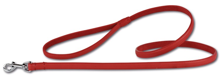Leather leash Red/Silver 