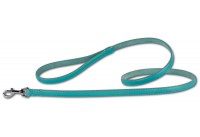 Leather leash Turquoise/Silver 